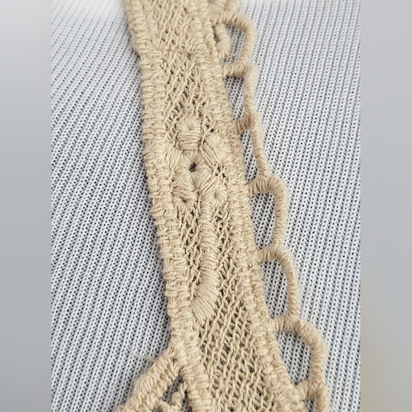 Democracy Cream Tan Crochet Ribbed Bohemian Tank Top Stretch Size Small - Picture 6 of 10